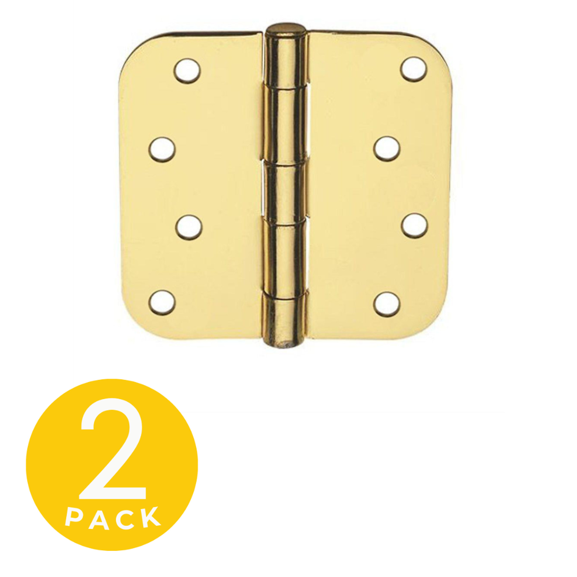 Global Door Controls, 4 in. x 4 in. Satin Brass Full Mortise Residential 5/8 in. Radius Hinge with Removable Pin - Set of 2, #CP4040-5/8-US4-M